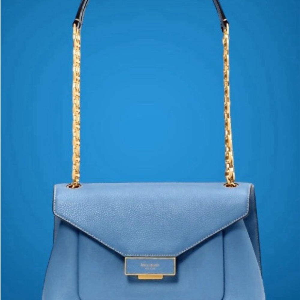 kate spade Blue Leather Shoulder Bag with Gold Chain Strap